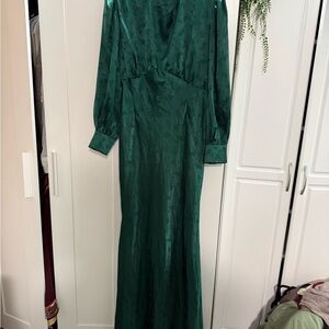 Elegant Green Satin Dress